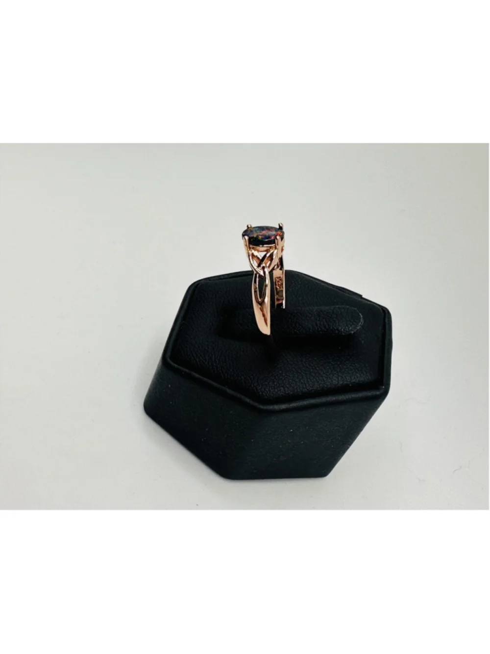925 Sterling Silver Rose Gold Ring SIZE 7 Stone Multicolor Black Lab Opal NWT